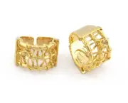 Wire Ring Adjustable Ring Setting - Shiny Gold Plated Brass 8US size 3018