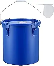 VEVOR Fryer Grease Bucket, 22.7L Oil Disposal Caddy Carbon Steel Fryer Oil Bucket with Rust-Proof Coating, Oil Transport Container with Lid, Lock Clips, Filter Bag for Hot Cooking Oil Filtering, Blue