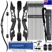 Archery Hunting 56" Takedown Recurve Bow RH 12X Target Arrows Bow Stringer Set