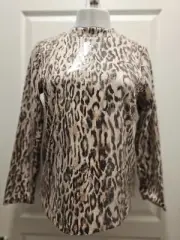CHICO'S CLEAR SEQUINS ANIMAL PRINT TURTLE NECK TOP SIZE 1