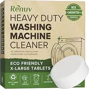 Renuv Washing Machine Cleaner For Front Load, Top Load or HE, Slow Dissolving Huge 40g Eco Friendly Tablets For Maximum Effect Deep Clean Your Washer Where Others Fail