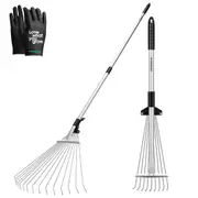 2-Pack 64''/30" Telescopic Leaf Rake Set,Rake for Garden Lawn Yard Clean