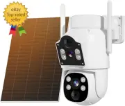 Dual Lens Wireless Solar Camera, 4MP Wifi Security Camera, PTZ 360°, PIR Motion