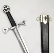 Custom Hand Forged High Carbon Steel Medieval Templar Sword W/ Wooden Scabbard