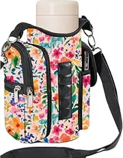 Magnetic Gym Bottle Pouch, Sling Bag for Work, Travel and Sports, Adjustable Workout Lightweight Neoprene Water Bottle Organizer with Strap and Phone Pockets