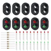 10 Set HO OO Scale 3mm LEDs Made Railway Signals Heads Green Leds & Red Leds
