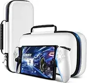 ivoler Carry Case for Playstation Portal Remote Player for PS 5 Console holds accessories, Portable Hard Shell Pouch Anti-Drop Travel Bag with Protective Storage Mesh Pocket,Travel friendly, White