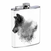 Gray Wolf Em1 Flask 8oz Stainless Steel Hip Drinking Whiskey