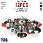Stainless Steel Induction Ceramic Cookware Set Casserole Frypan Saucepan 12 Pcs