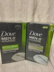 (6)Dove Men + Care Body and Face Bar Extra Fresh (6) Bars Elements Mineral Sage
