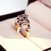 在飛比找樂天市場購物網優惠-復古鑲鉆金錢豹子戒指豹頭歐美時尚日韓夸張時尚女潮食指環裝飾戒
