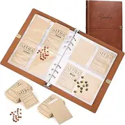 Garden Seed Storage Organizer Binder - 150 Resealable Seed Envelopes Brown Shell with 40 Sheet Protectors for Efficient Seed Packet Organization