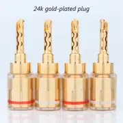 4PCS Audio Speaker Banana Plug 24K Gold Rhodium Plated BFA Banana Connector