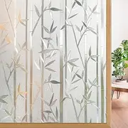 rabbitgoo Bamboo Window Film Stained Glass Window Privacy Films Frosted Window Covering Decorative Window Cling Non-Adhesive Removable Window Decal No Glue Window Sticker for Home 60 x 200 cm