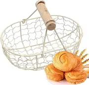 Egg Basket, Fruit Basket for Kitchen Counter | Picnic Storage Basket for 12 Eggs, Farmhouse Design for Dining Room, Kitchen Egg Storage Basket, Iron Chicken Egg Basket, Rustic Egg Basket with Hol