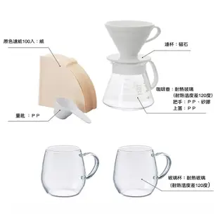 HARIO V60 手沖咖啡套組 1-4杯 含玻璃杯2入 C136306 COSCO代購