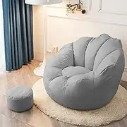 UYSOFRCV Bean Bag Chair Cover Only (Without Filling), Washable Premium Soft Cotton Linen Memory Foam Replacement Cover Perfect Lounge or Gaming Chair, (No Beans),Light Gray