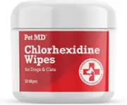 Pet MD Chlorhexidine Wipes with Ketoconazole and Aloe for Cats and Dogs 50 Count