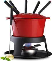 Artestia Cast Iron Cheese Fondue Pot Set For Chocolate Fondue Pot Swiss Style 6