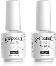 Vishine Soak Off Base Coat + No Wipe Top Coat Set Quick Dry Long Lasting Shine High Gloss Mirror Effect Nail Art 15ML Each Bottle