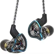 Yinyoo 3BA + 1DD Hybrid Drive in-Ear Monitor, CCZ Warrior Strong Bass in-Ear Headphones, Noise Isolating Wired Earbuds Singer Musicians (Blue, No Mic)