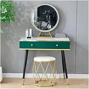 Makeup Vanity Desk Set with Mirror and Lights, Vanity Makeup Table with Drawers Dressing Table and Cushioned Stool Set for Bedroom