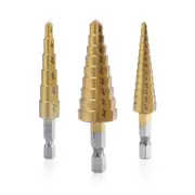Step Drill Bit Set - Titanium Coated, High Speed Steel Drill Cone Bits for Sheet