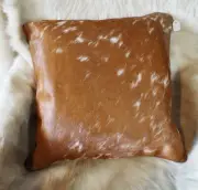 A Brown & White Salt & Pepper 40CM Sq Cowhide Cushion Cover -