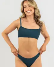 [Kaiami] Kaiami Women's Meredith Scrunch Bralette Bikini Top in Mermaid Blue Size 10 10 Mermaid Blue