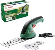[Bosch] Home & Garden 3.6V Cordless Compact Hedge Shrub & Grass Shear Garden Kit, Includes Shrub & Grass Blade, Integrated Battery, Runtime: 40 min (EasyShear). Made in Europe