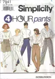 SIMPLICITY 7941 MISSES' SIZE 12-16 PANTS or SHORTS SEWING PATTERN VINTAGE