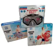 Set Of Two Pool Floats New In Package Spaceship/ Lobster/Adult Swim Mask