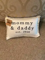 NWT Mud Pie Mommy & Daddy est. 2024 Pillow