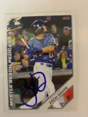 Zach Davis 2019 Signed Myrtle Beach Pelicans Team Card