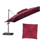 Patio Umbrella Replacement Canopy 9.5 * 9.5ft Square 2-Tier Outdoor Burgundy