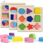Montessori Multiple Shape Puzzle Wooden Geometric Shapes Educational For Toddler