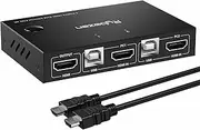 Rybozen KVM Switch HDMI 2 Port Box, USB and HDMI Switch for 2 Computers Share Keyboard Mouse and HD Monitor,HUD 4K (3840x2160),Support Hotkey Switch and One Button Swapping