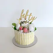 Acrylic Gold 'fifty two' Birthday Cake Topper