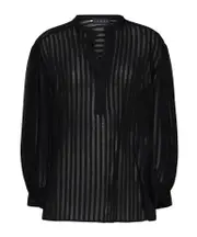 Kaos Sheer Striped Blouse 42 Black