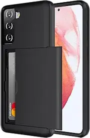 [ZUSLAB] Galaxy S21 FE 5G Case Slide Armor Card Holder Protective Shockproof Hard Back Cover for Samsung - Black