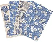 OSALADI Underglaze Pottery Decals 4 Sheets White Blue Ceramic Transfers for Clay DIY