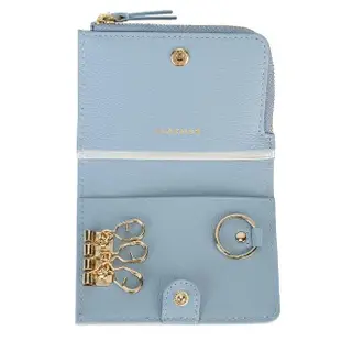 【CLATHAS】山茶花簡約蝴蝶結裝飾證件零錢包鑰匙包(粉藍色)