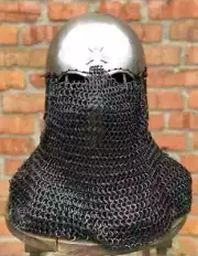 Medieval Bascinet hounskell Helmet, 16 Gauge Chain mail Steel Knight Helmet