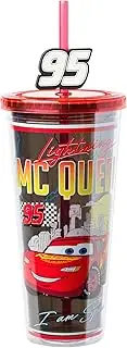 Silver Buffalo Cars McQueen Sunset 24oz Plastic Cold Cup w/Lid and Topper Straw