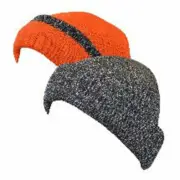 Quietwear Reversible Knit Fat Cap Brown Camo & Blaze Orange Hunting Hat OSFM