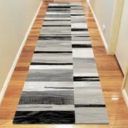 Beantown Line Grey Runner Rug