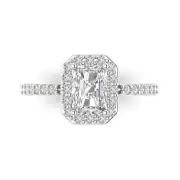 1.97ct Emerald Round Halo Engagement Anniversary Promise Ring 14k White Gold