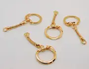 12 GOLD KEY CHAINS ~Snake Chain w/ Snap End + Jump Ring ~ Add beads or use as-is