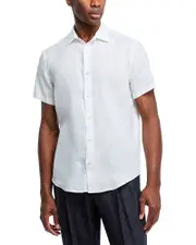 The Men's Store at Bloomingdale's Short Sleeve Linen Shirt in White - Exclusive