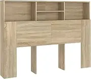 vidaXL Headboard Cabinet Home Bedroom Furniture Accessory Decor Wall Bed Backboard Bookcase Headboard Storage Cabinet Organiser Sonoma Oak